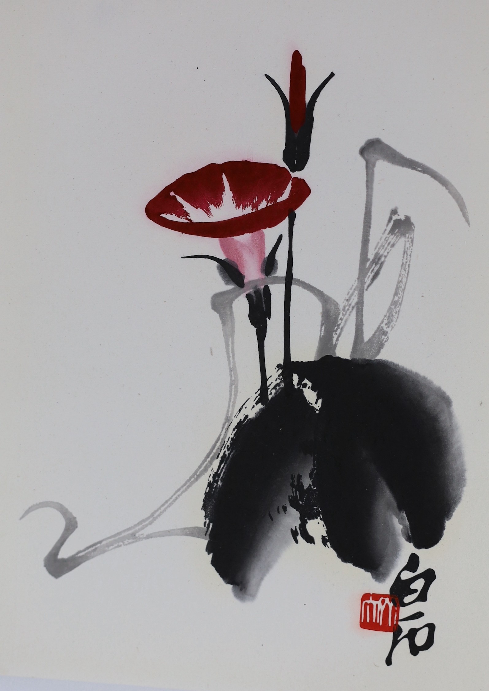 Qi Baishi (1864-1957), a concertina book of woodblock prints of a collection of paintings by Qi Baishi, published in Beijing, May 1952 32cm x 22cm